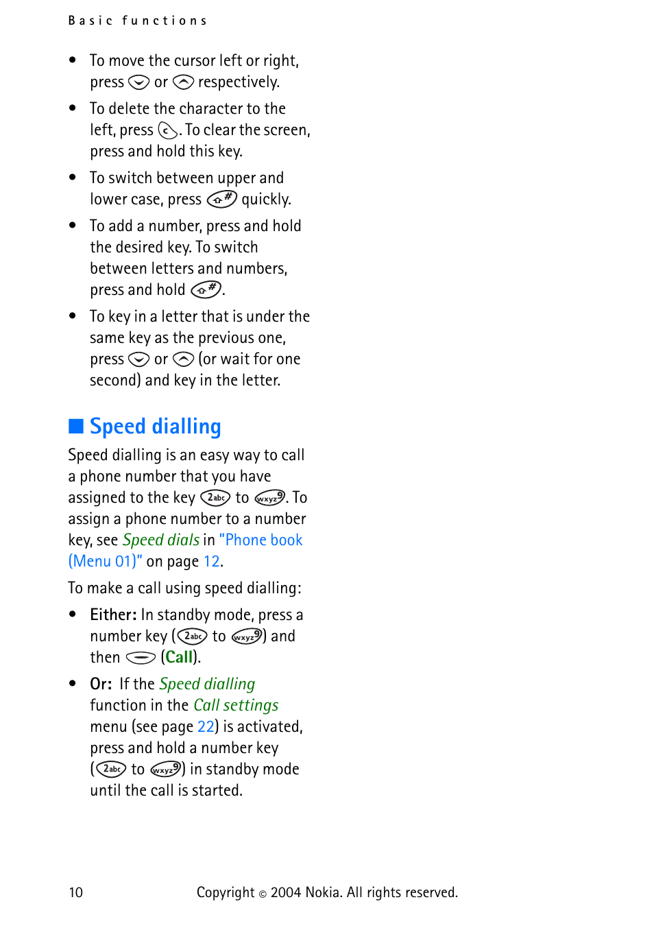 Speed dialling | Nokia 3315 User Manual | Page 19 / 50