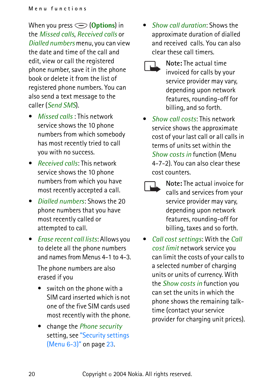 Nokia 3315 User Manual | Page 29 / 50