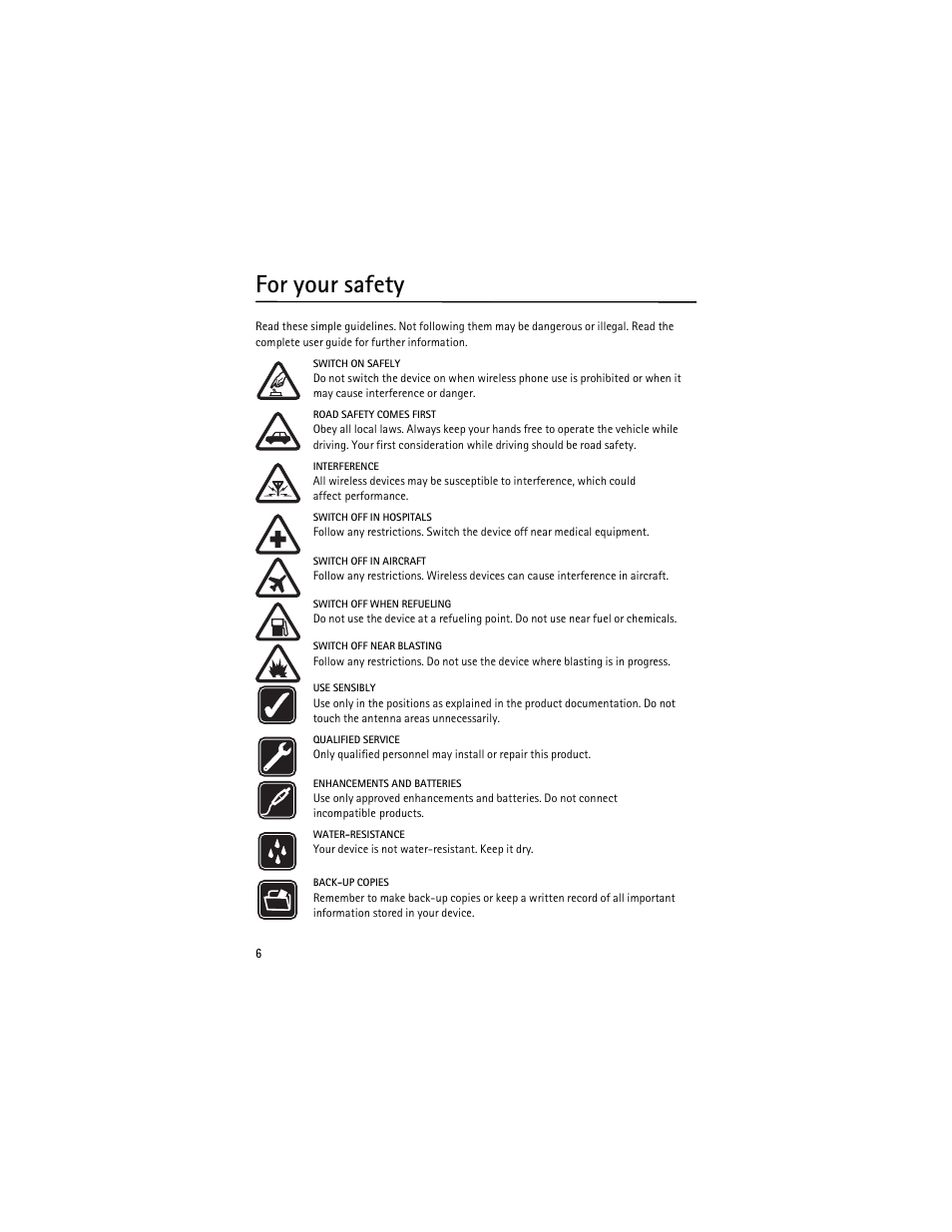 For your safety | Nokia 2630 User Manual | Page 7 / 77