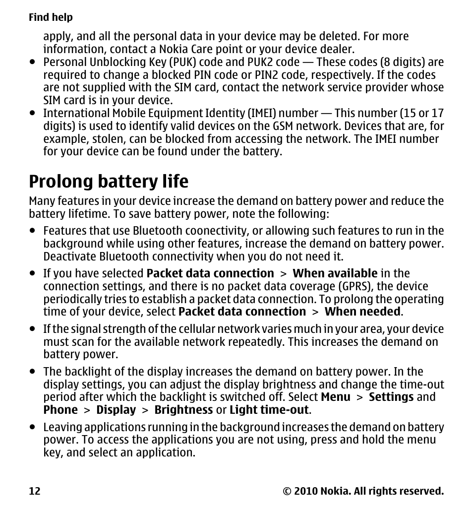 Prolong battery life | Nokia 5233 User Manual | Page 12 / 142