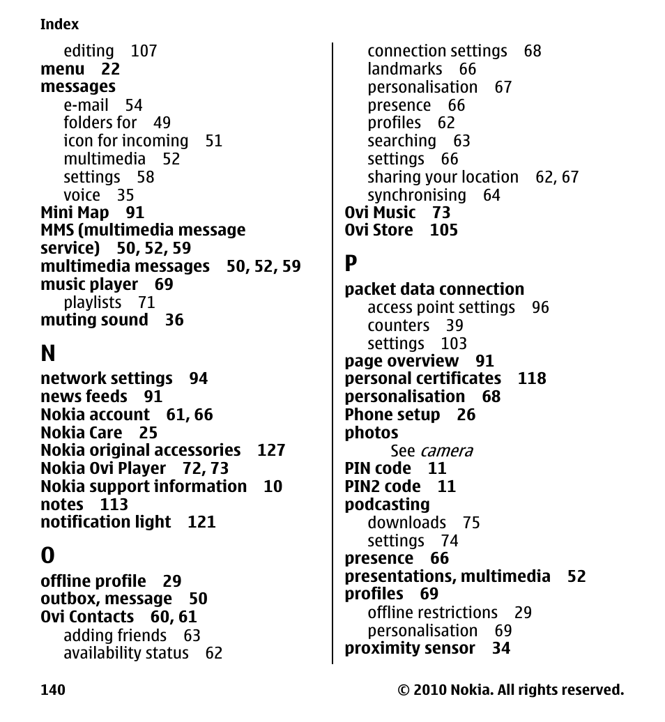 Nokia 5233 User Manual | Page 140 / 142