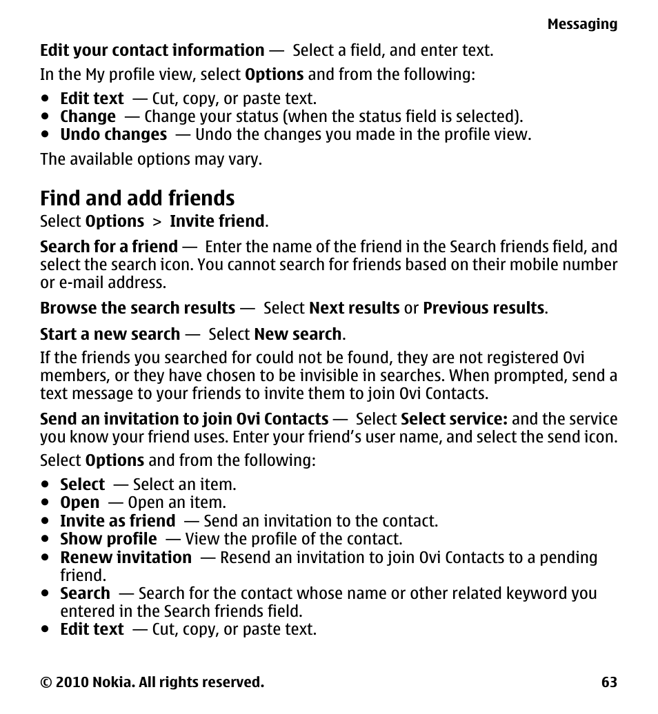 Find and add friends | Nokia 5233 User Manual | Page 63 / 142