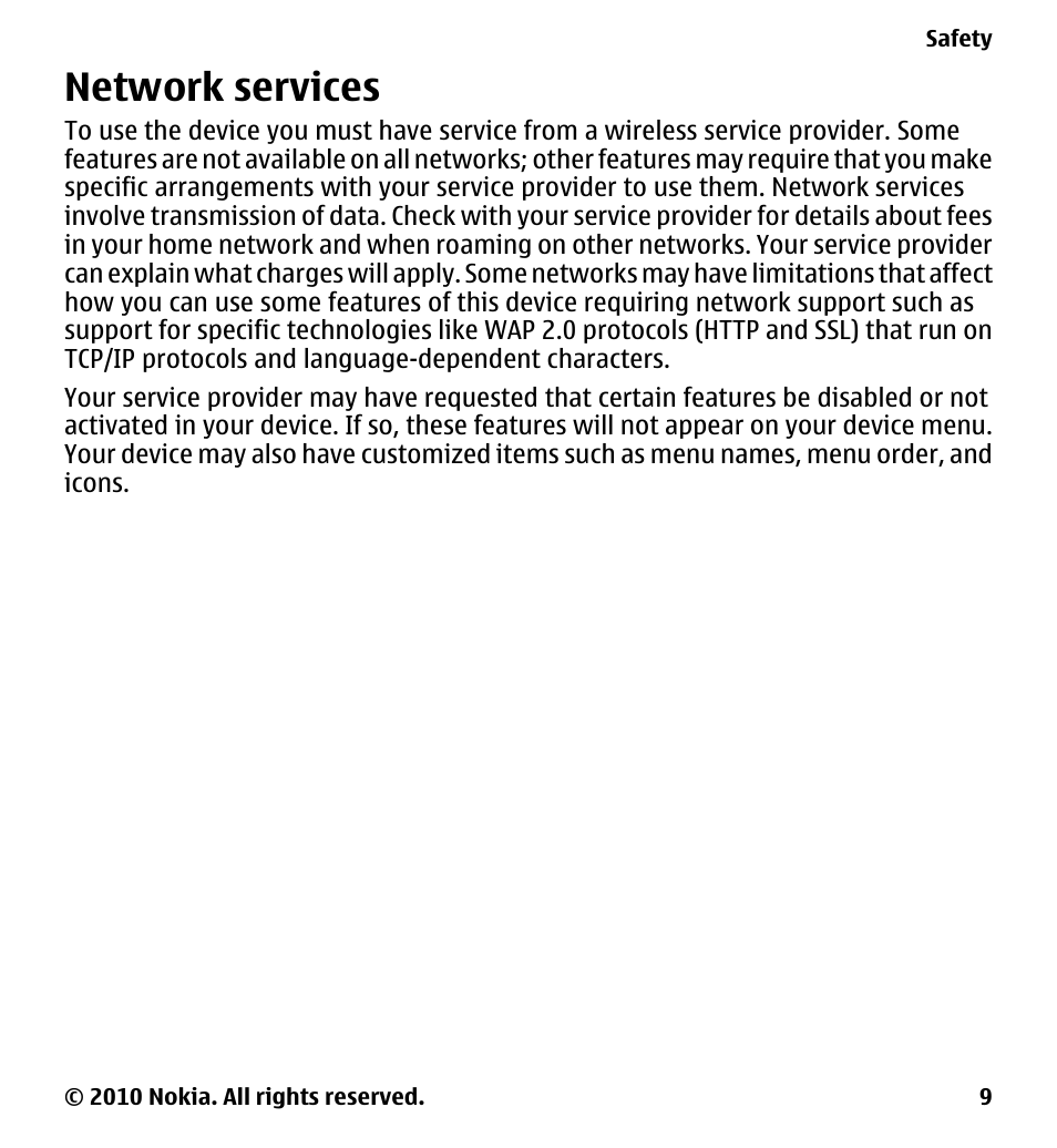Network services | Nokia 5233 User Manual | Page 9 / 142