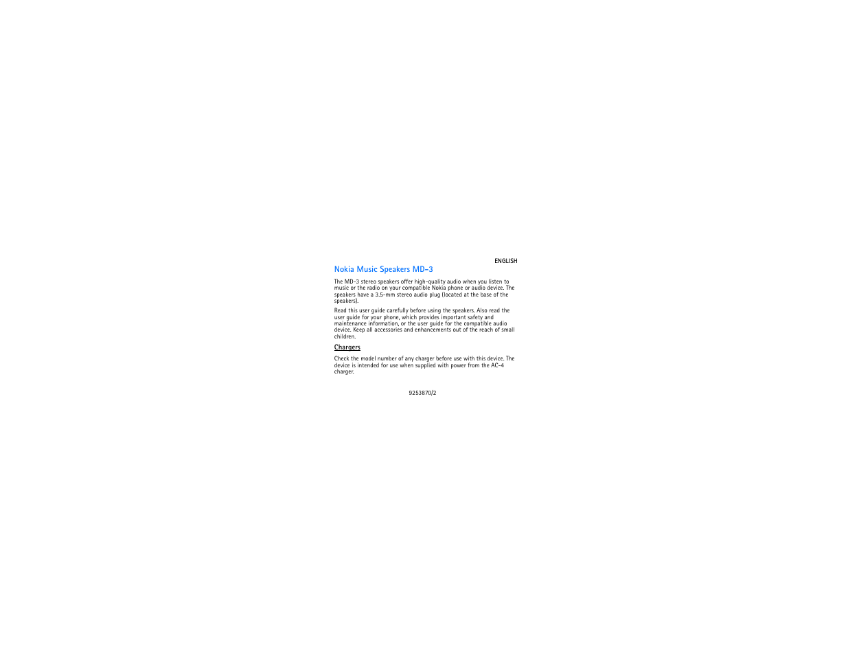 Nokia MD-3 User Manual | 7 pages