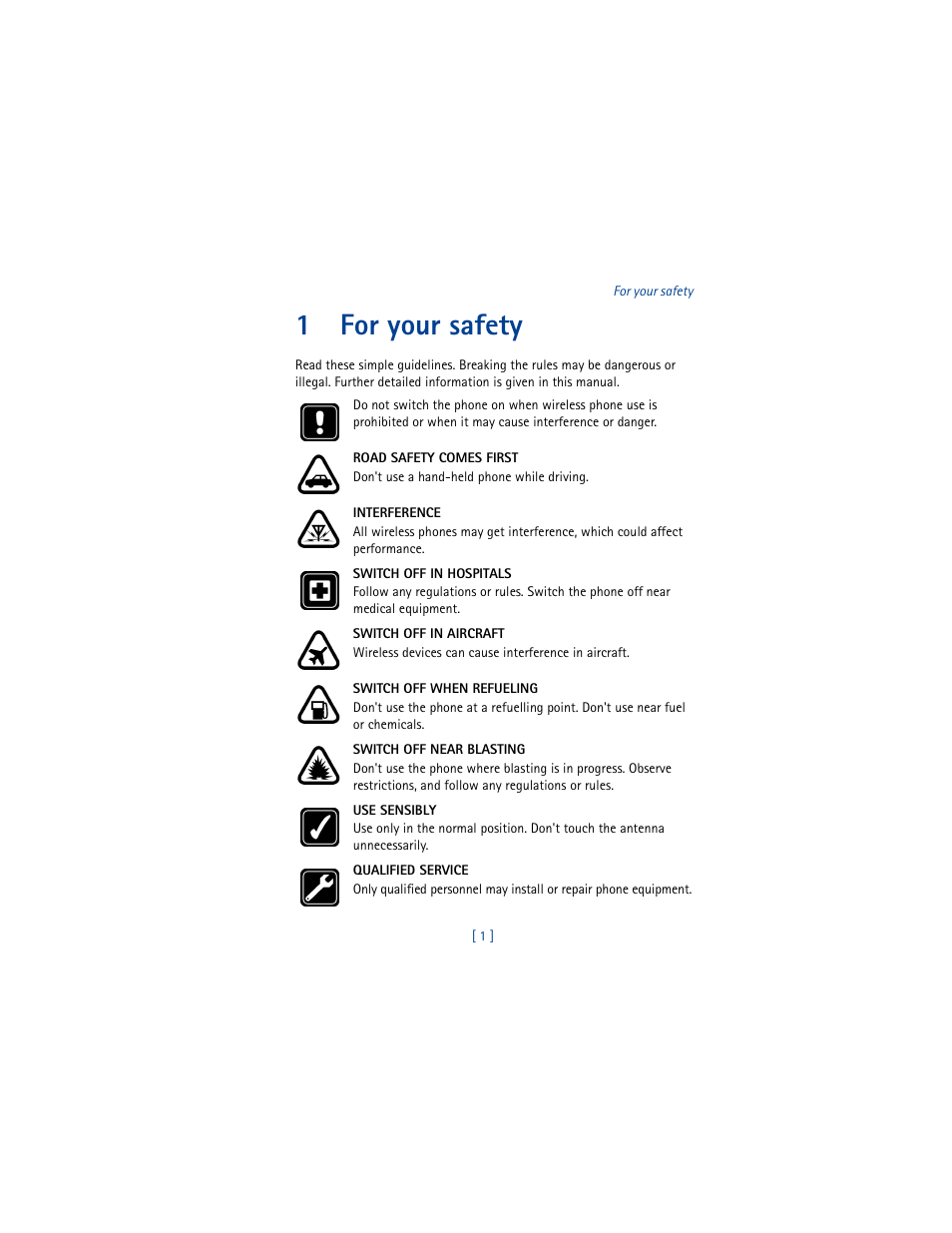 1 for your safety, For your safety, 1for your safety | Nokia 5100 User Manual | Page 10 / 193