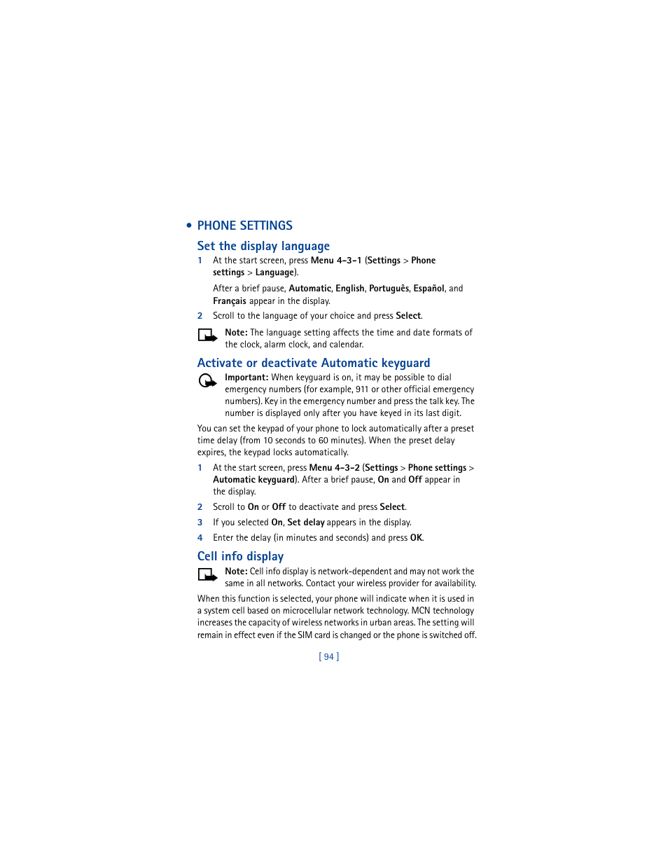 Phone settings | Nokia 5100 User Manual | Page 103 / 193