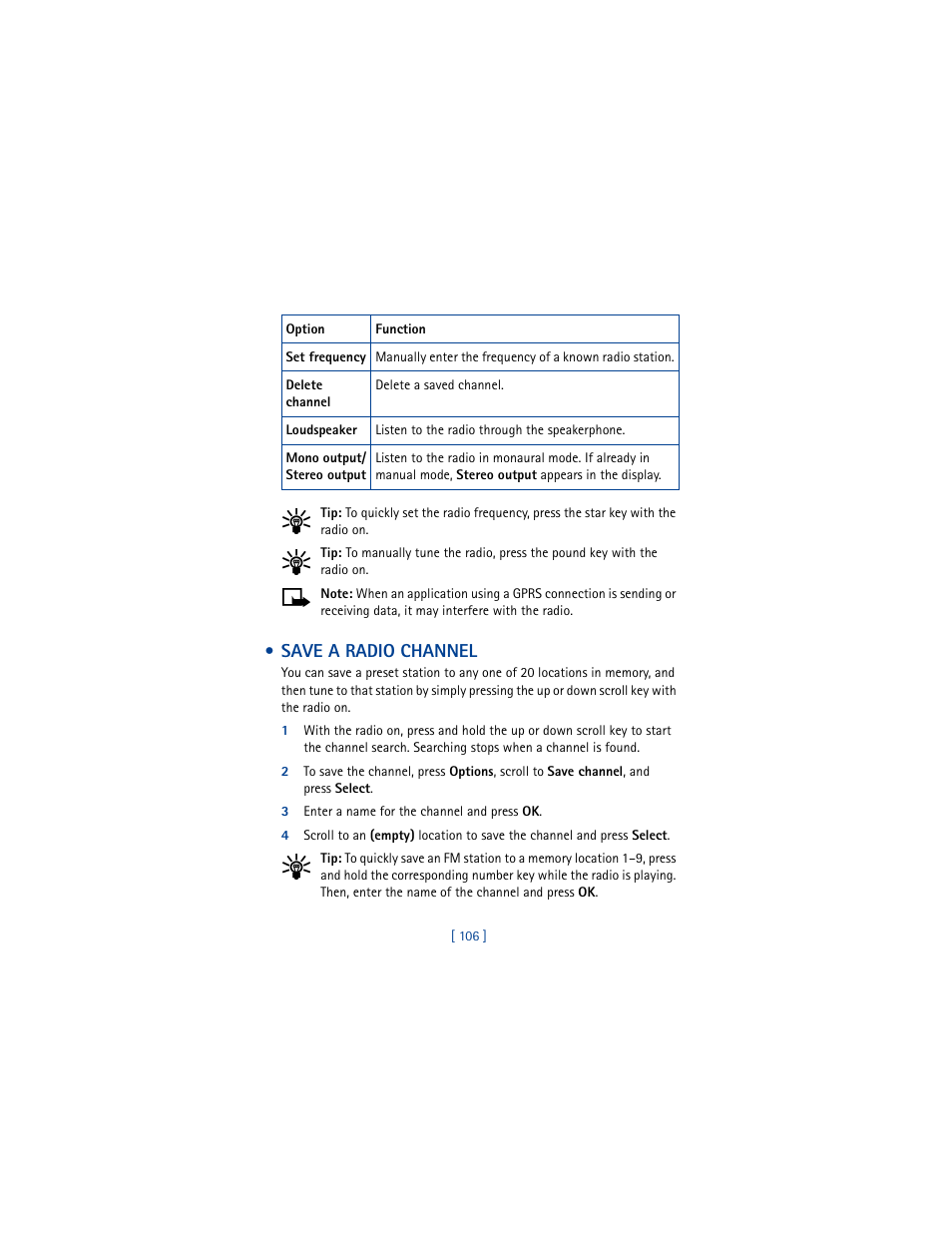 Save a radio channel | Nokia 5100 User Manual | Page 115 / 193