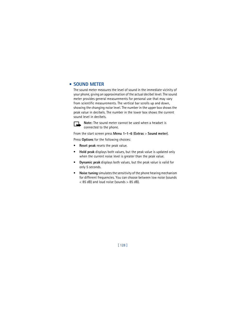 Sound meter | Nokia 5100 User Manual | Page 137 / 193