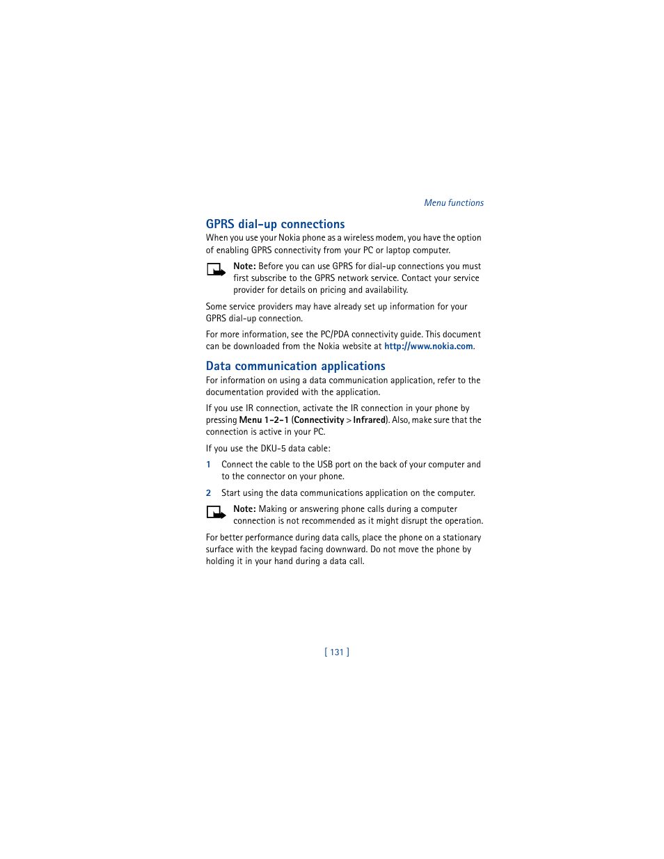 Gprs dial-up connections, Data communication applications | Nokia 5100 User Manual | Page 140 / 193