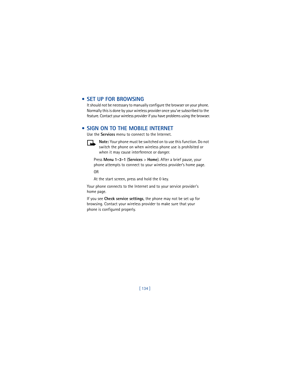 Set up for browsing, Sign on to the mobile internet, Set up for browsing sign on to the mobile internet | Nokia 5100 User Manual | Page 143 / 193