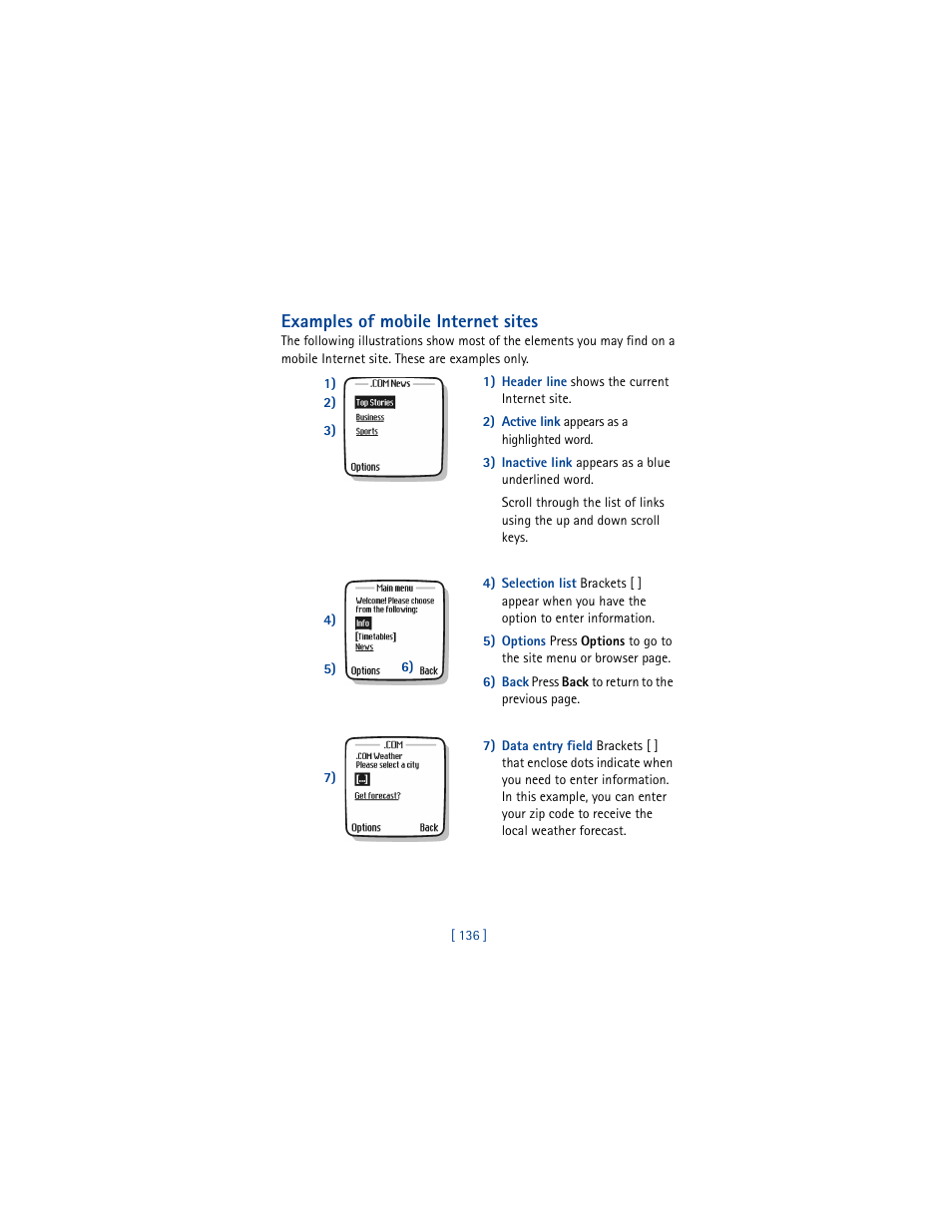 Examples of mobile internet sites | Nokia 5100 User Manual | Page 145 / 193