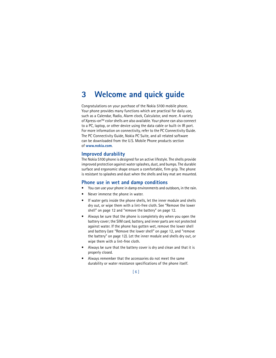 3 welcome and quick guide, Welcome and quick guide, 3welcome and quick guide | Nokia 5100 User Manual | Page 15 / 193