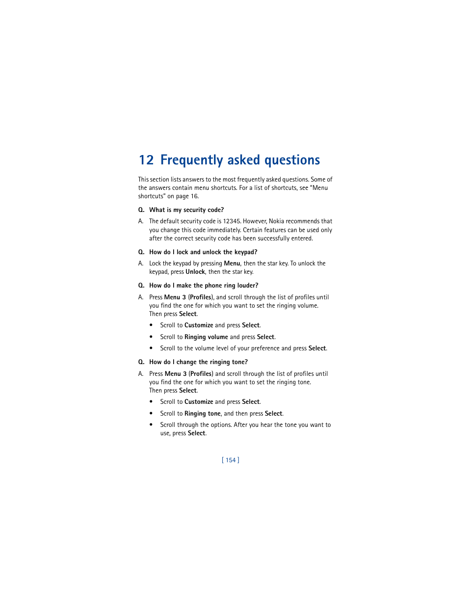 12 frequently asked questions | Nokia 5100 User Manual | Page 163 / 193