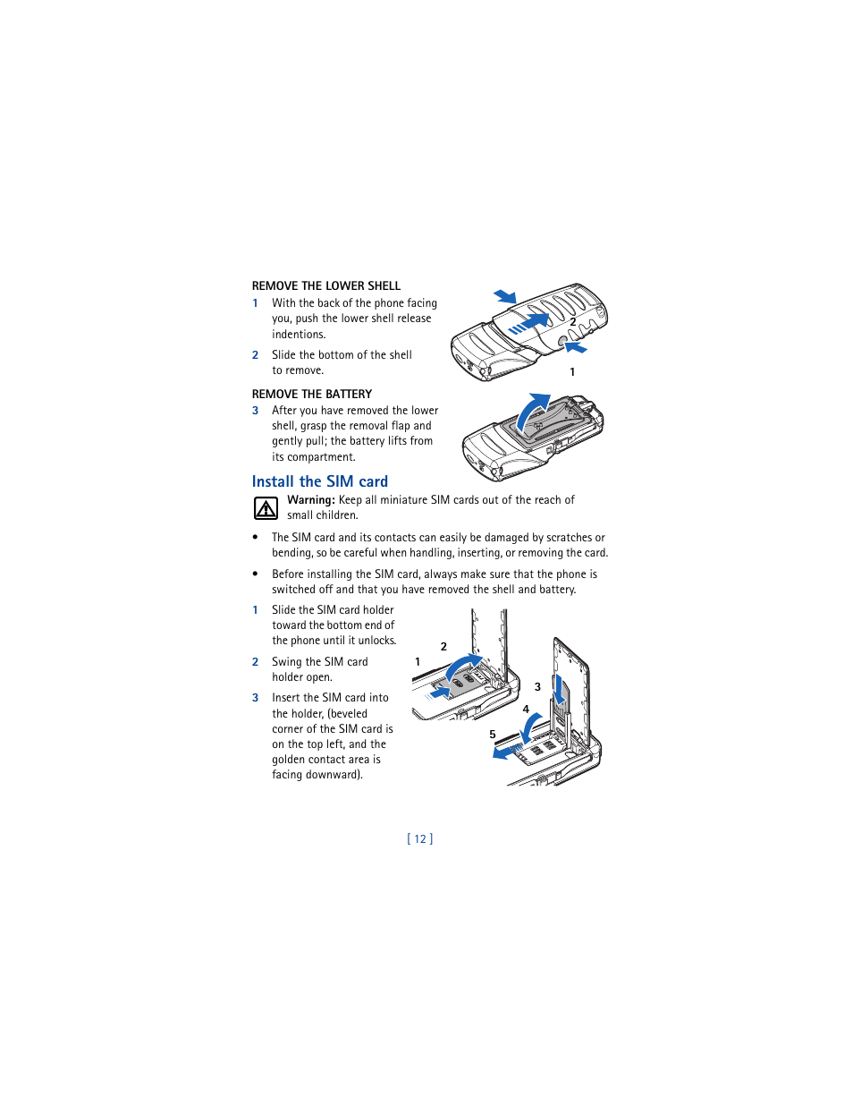 Install the sim card | Nokia 5100 User Manual | Page 21 / 193