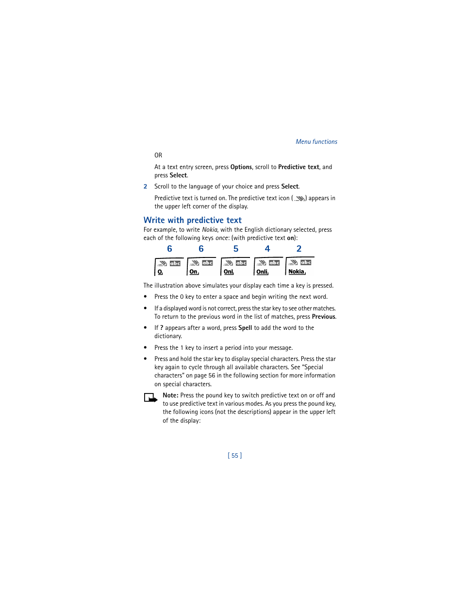 Write with predictive text | Nokia 5100 User Manual | Page 64 / 193