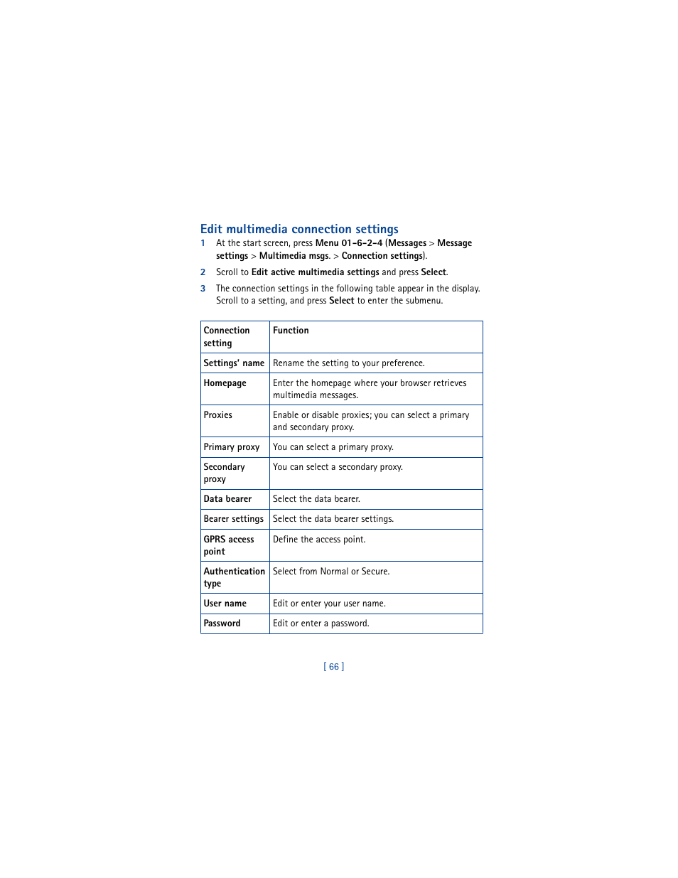 Edit multimedia connection settings | Nokia 5100 User Manual | Page 75 / 193