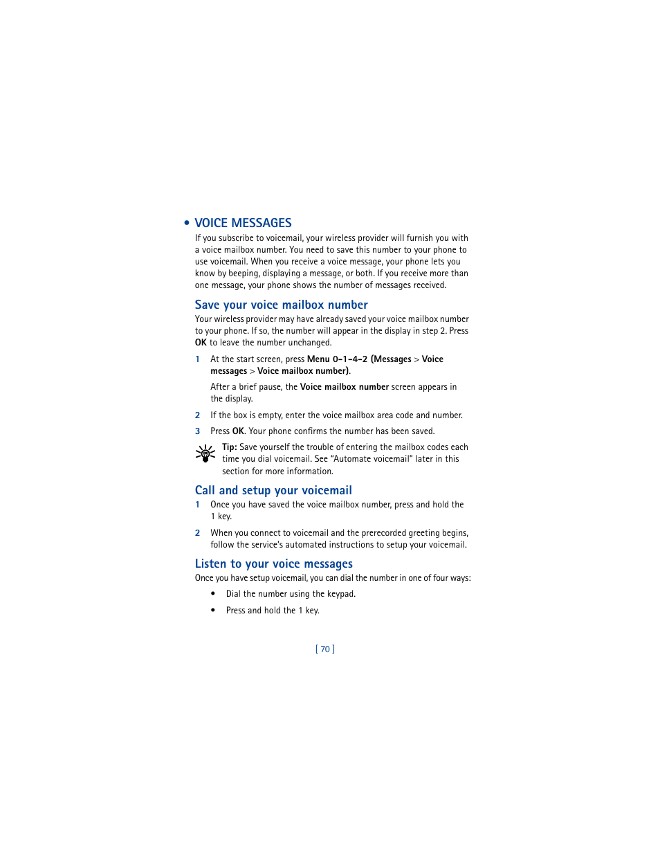 Voice messages | Nokia 5100 User Manual | Page 79 / 193