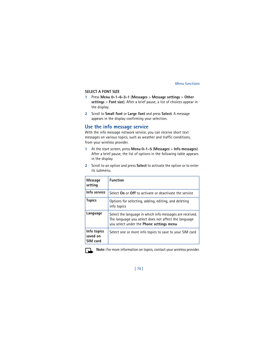 Use the info message service | Nokia 5100 User Manual | Page 88 / 193