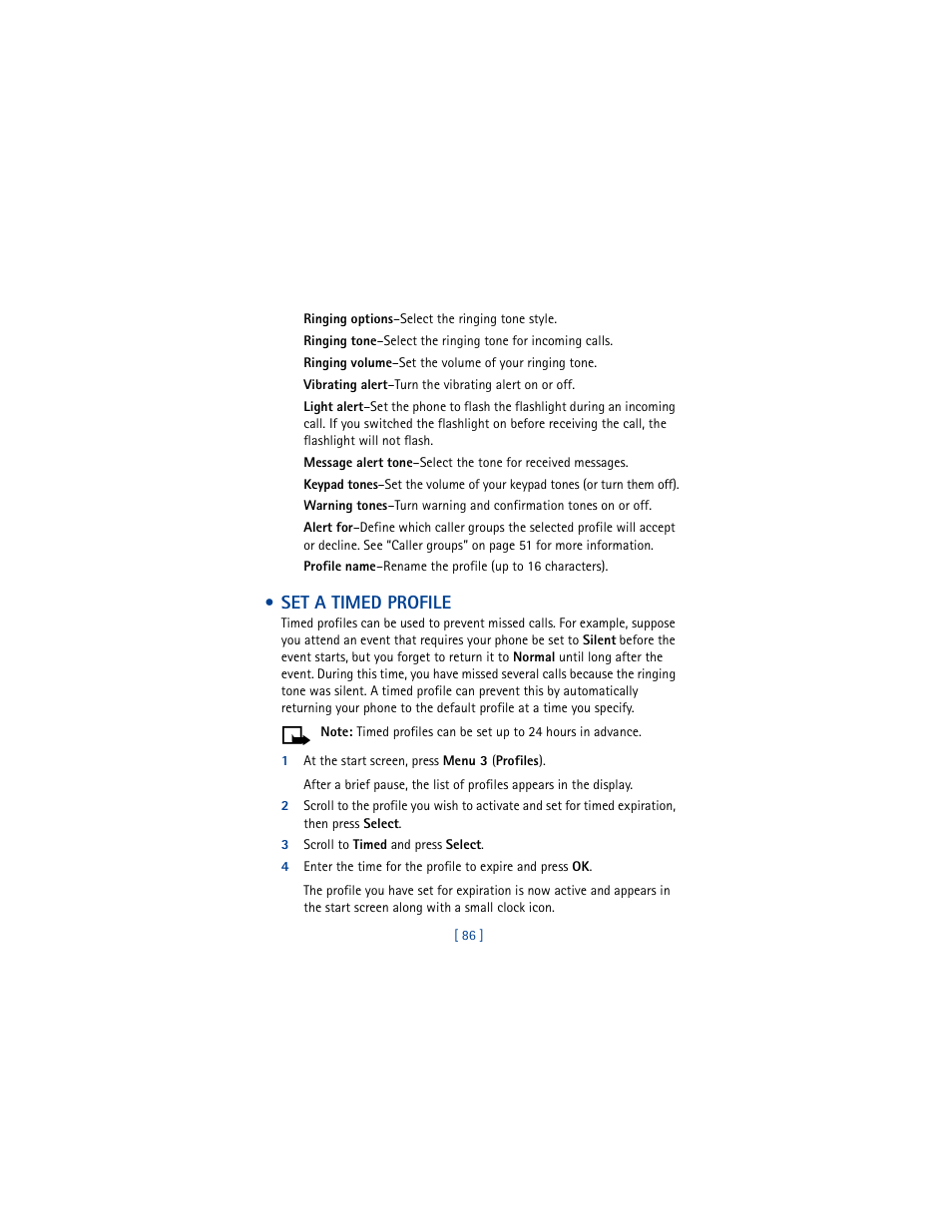 Set a timed profile, The countdown timer | Nokia 5100 User Manual | Page 95 / 193