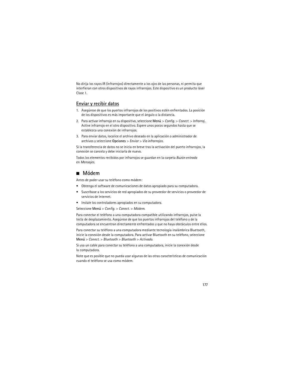 Módem, Enviar y recibir datos | Nokia 5700 User Manual | Page 178 / 201