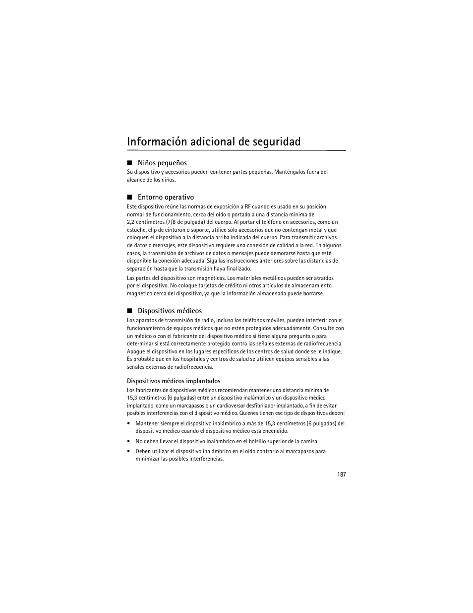 Información adicional de seguridad | Nokia 5700 User Manual | Page 188 / 201