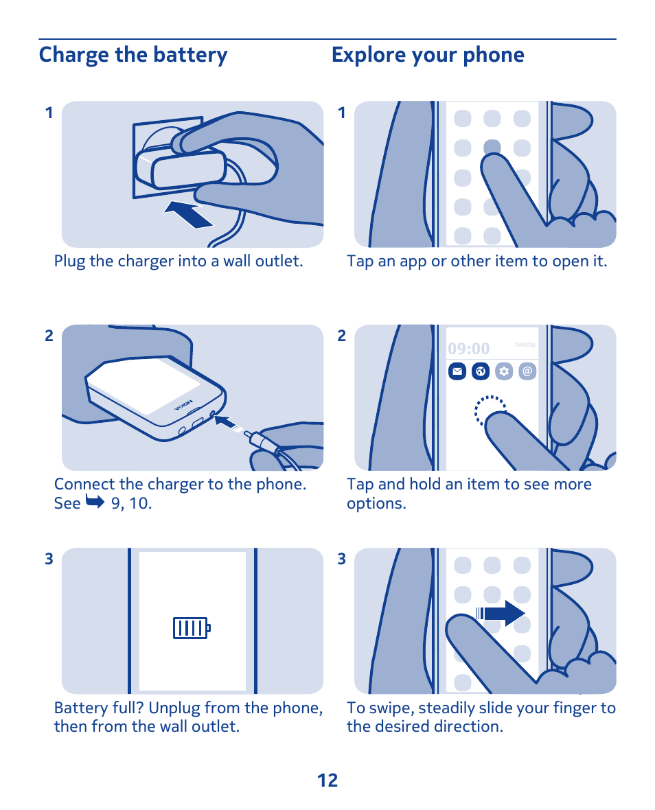 Charge the battery, Explore your phone, Charge the battery explore your phone | Nokia 311 User Manual | Page 12 / 132