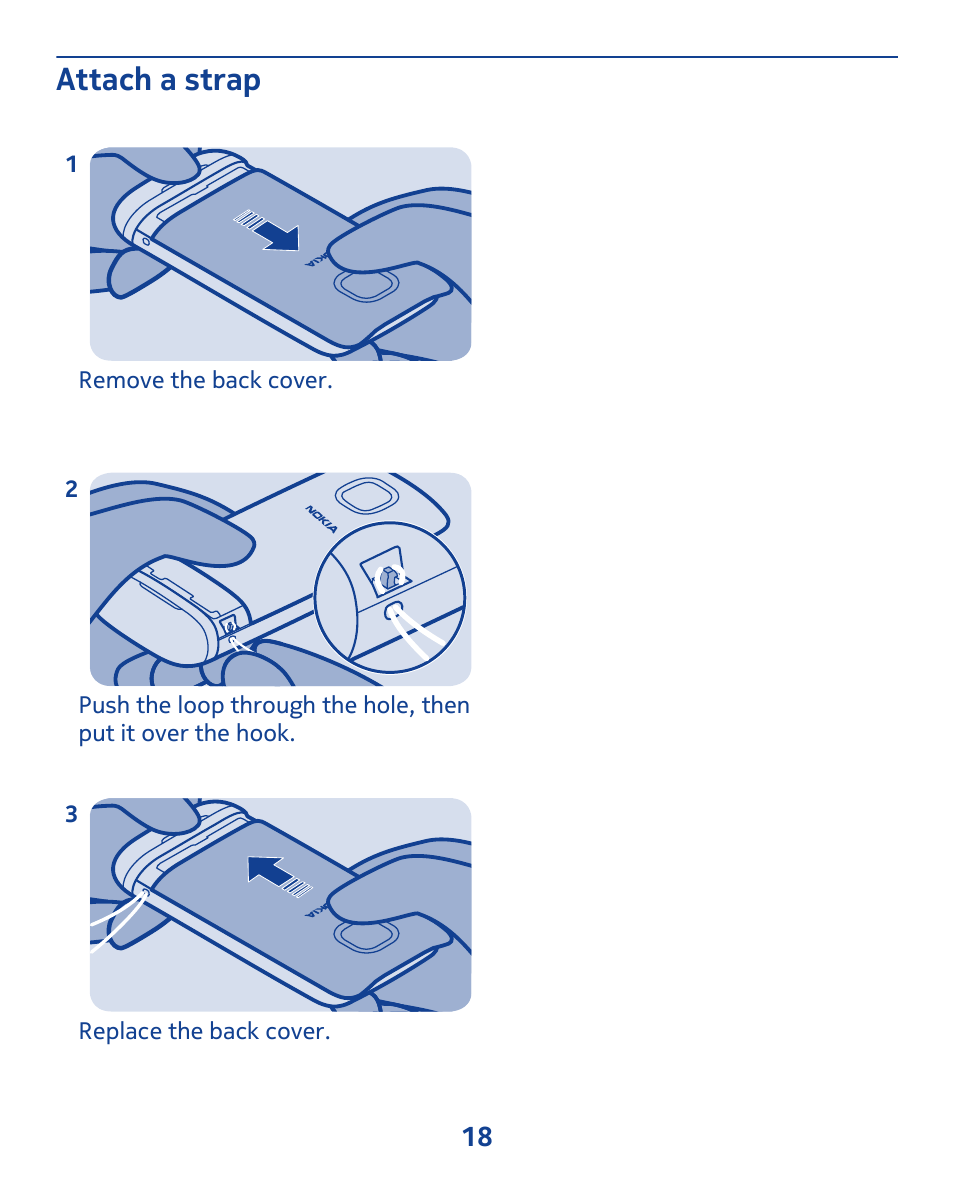 Attach a strap | Nokia 311 User Manual | Page 18 / 132