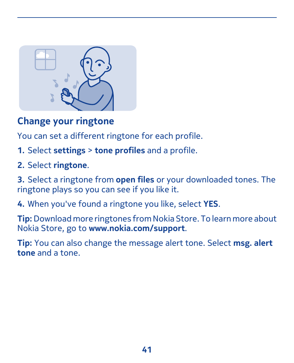 Change your ringtone | Nokia 311 User Manual | Page 41 / 132
