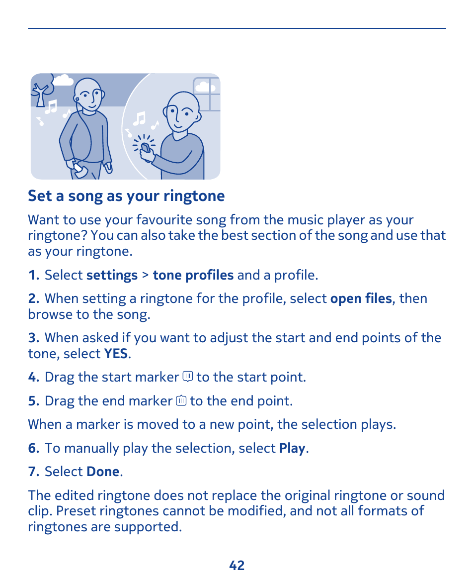 Set a song as your ringtone | Nokia 311 User Manual | Page 42 / 132