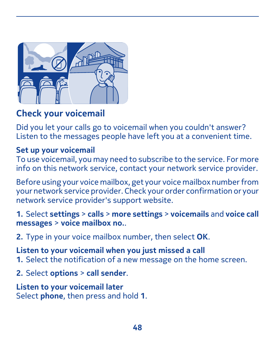 Check your voicemail | Nokia 311 User Manual | Page 48 / 132