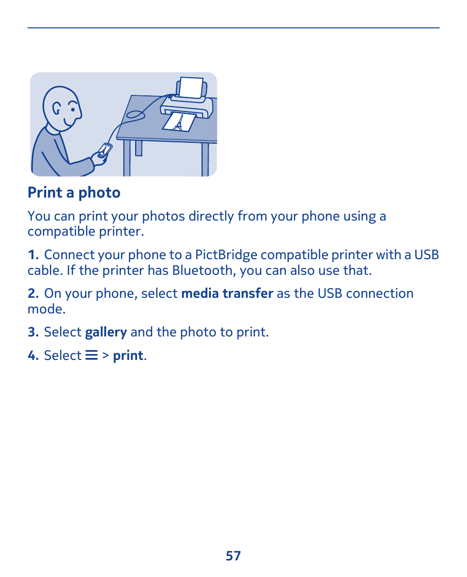 Print a photo | Nokia 311 User Manual | Page 57 / 132