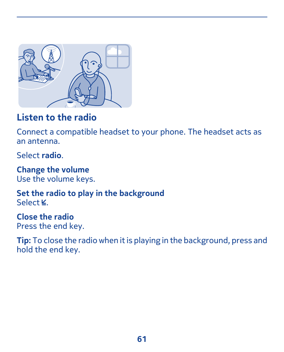 Listen to the radio | Nokia 311 User Manual | Page 61 / 132