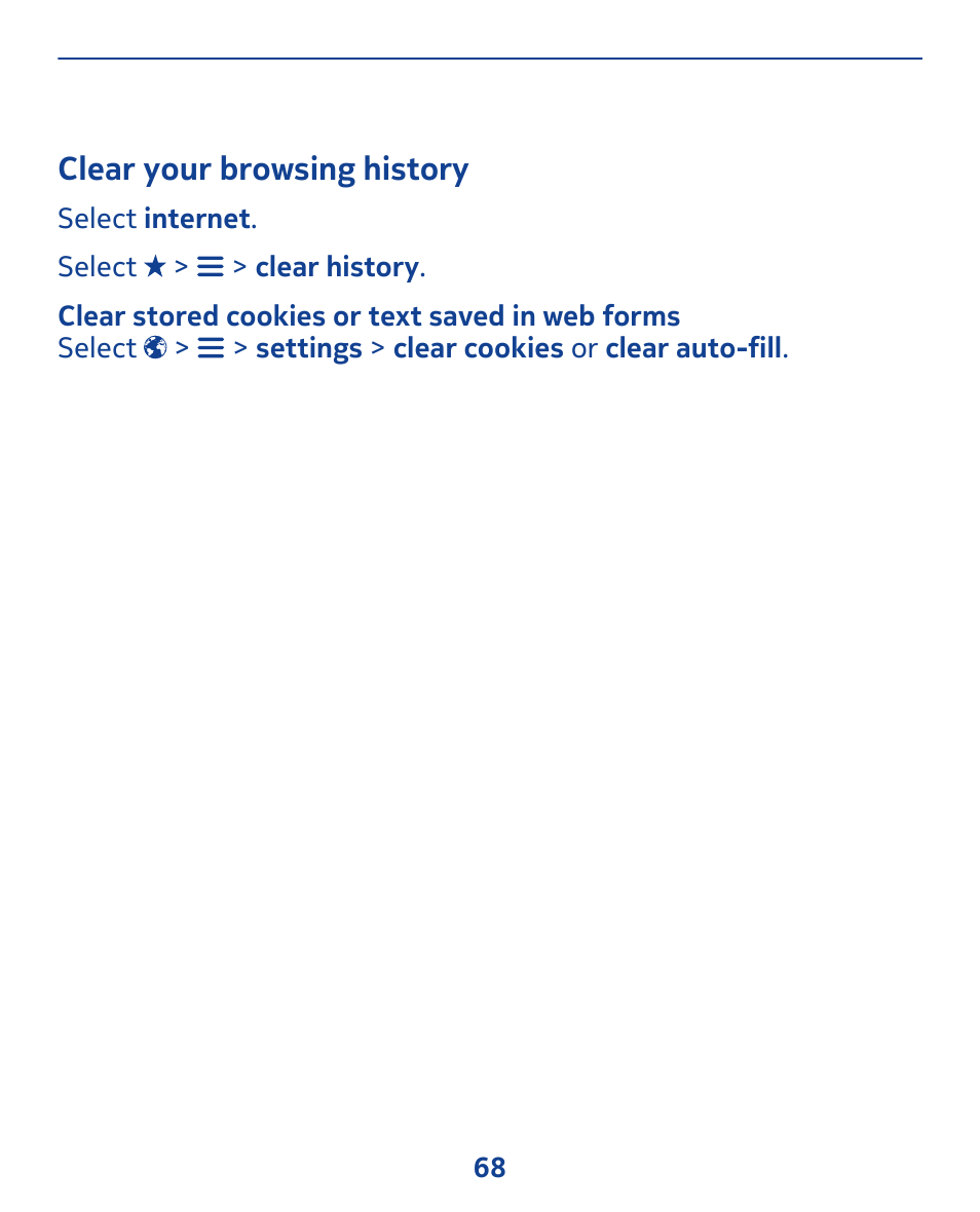 Clear your browsing history | Nokia 311 User Manual | Page 68 / 132