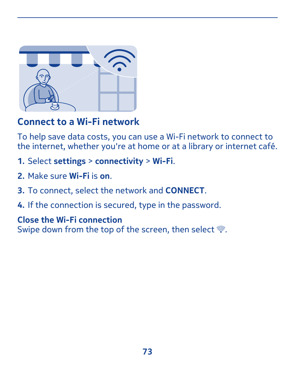 Connect to a wi-fi network | Nokia 311 User Manual | Page 73 / 132