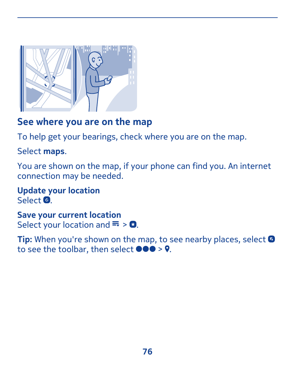 See where you are on the map | Nokia 311 User Manual | Page 76 / 132