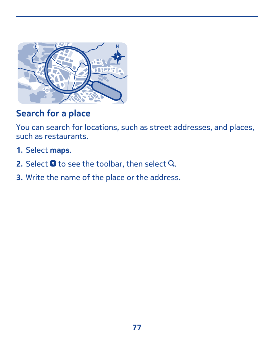 Search for a place | Nokia 311 User Manual | Page 77 / 132