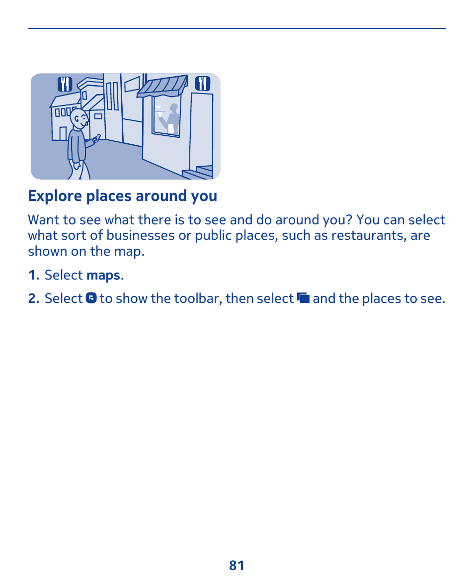 Explore places around you | Nokia 311 User Manual | Page 81 / 132