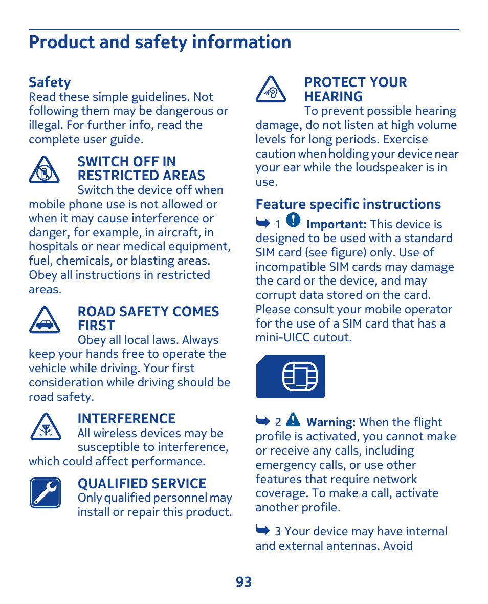 Product and safety information, Safety | Nokia 311 User Manual | Page 93 / 132