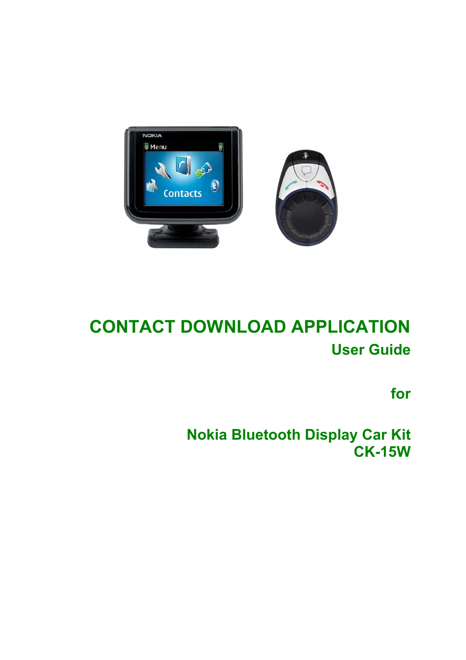 Nokia CK-15W User Manual | 4 pages