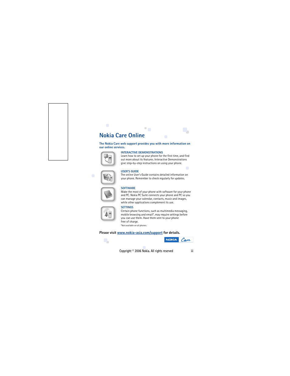 Nokia care online | Nokia 1110i  EN User Manual | Page 4 / 57