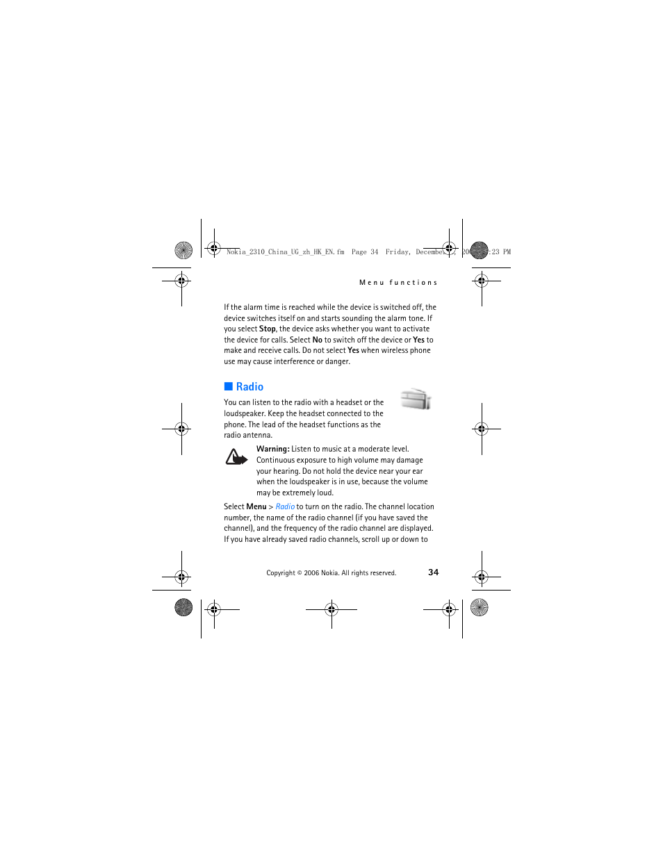 Radio | Nokia 2310 User Manual | Page 35 / 58