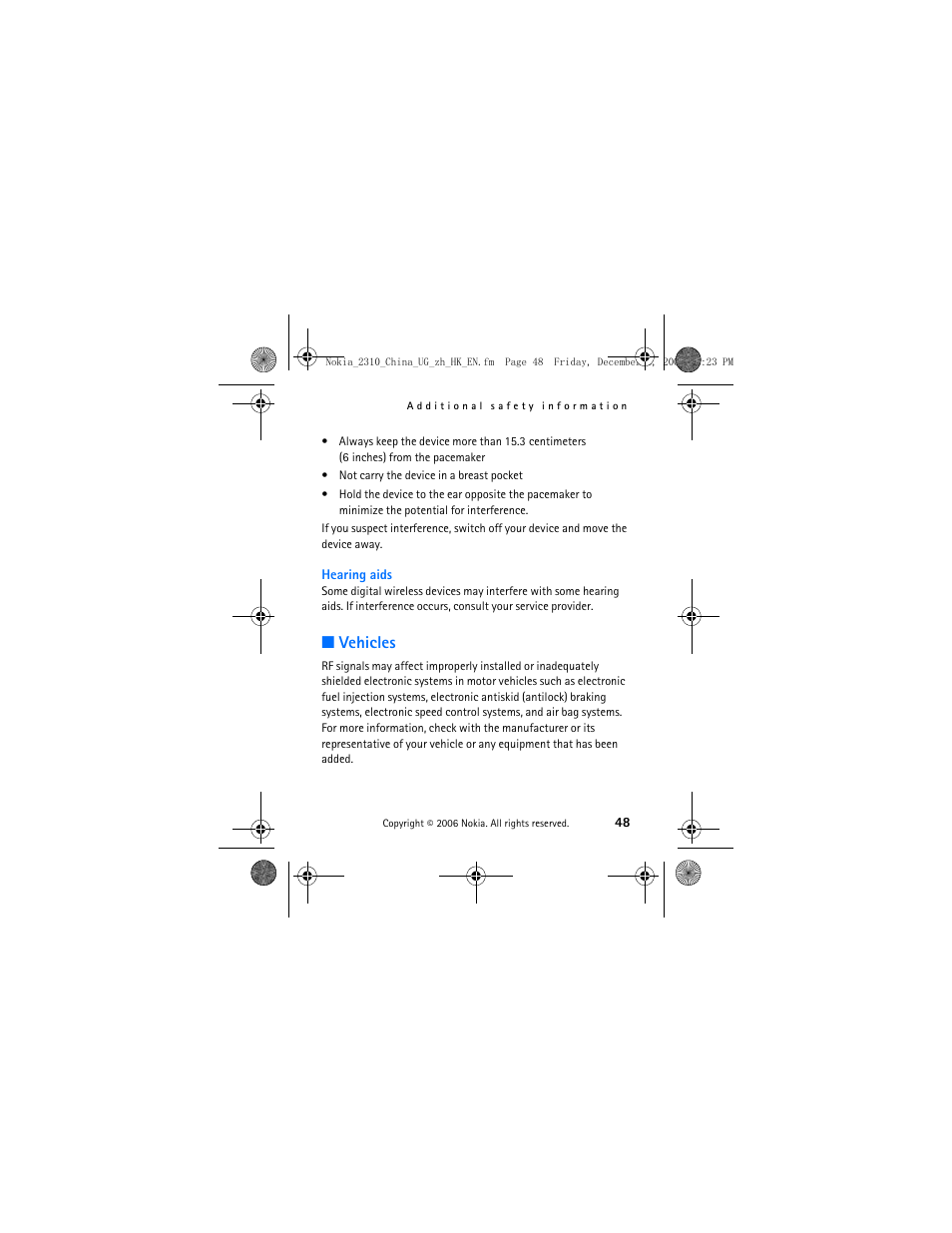 Vehicles | Nokia 2310 User Manual | Page 49 / 58