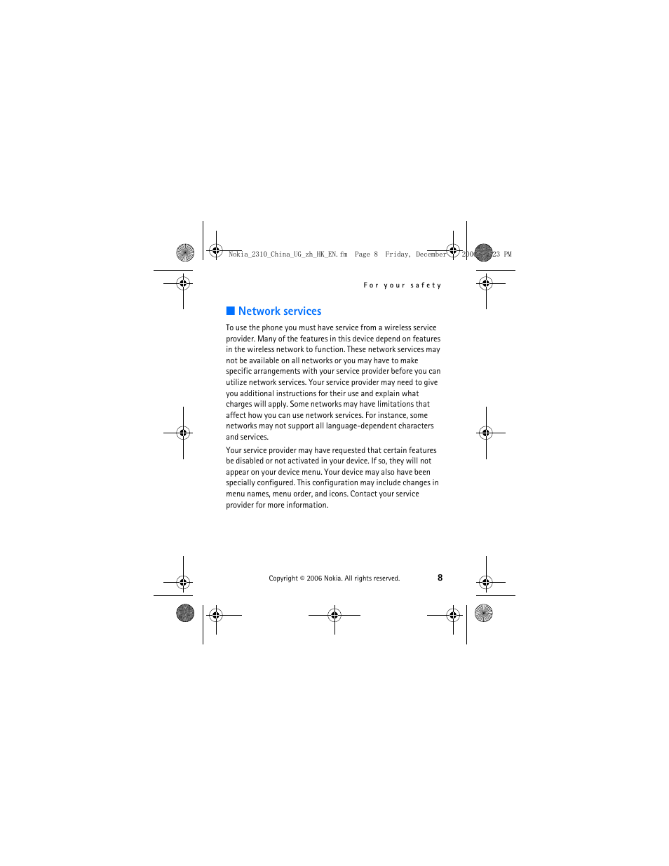 Network services | Nokia 2310 User Manual | Page 9 / 58