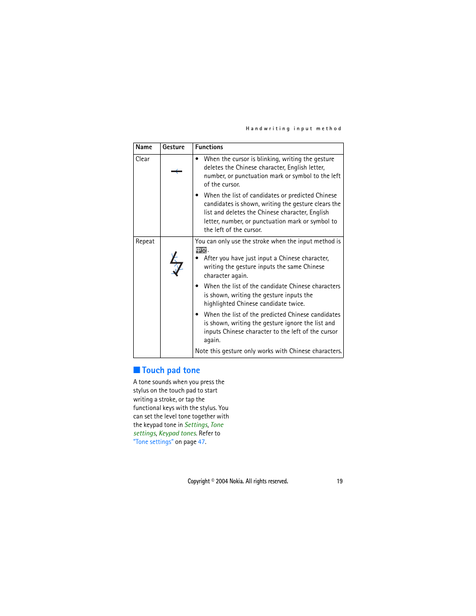 Touch pad tone | Nokia 3108 User Manual | Page 30 / 92