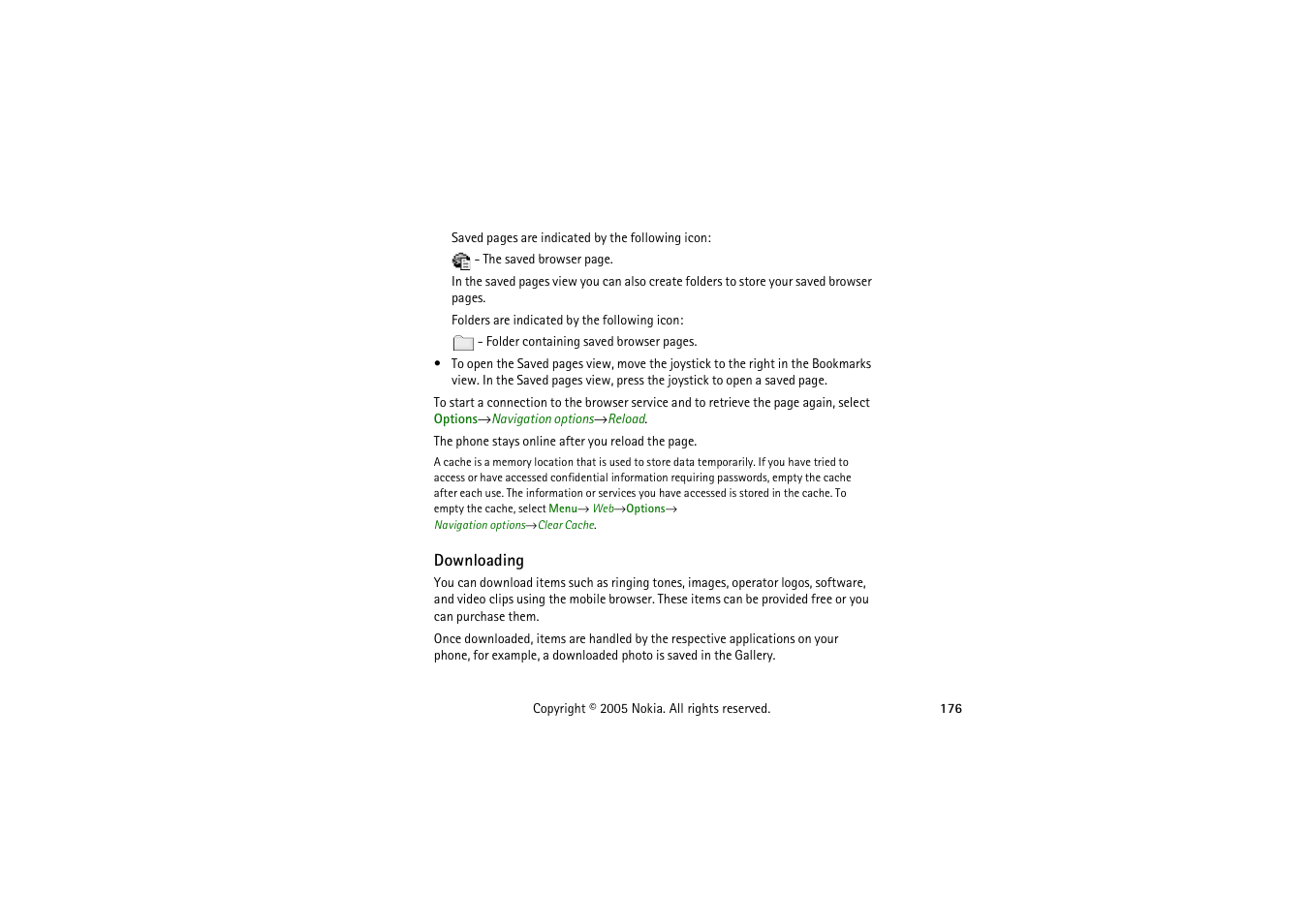 Downloading, See “downloading | Nokia 3230 User Manual | Page 176 / 210