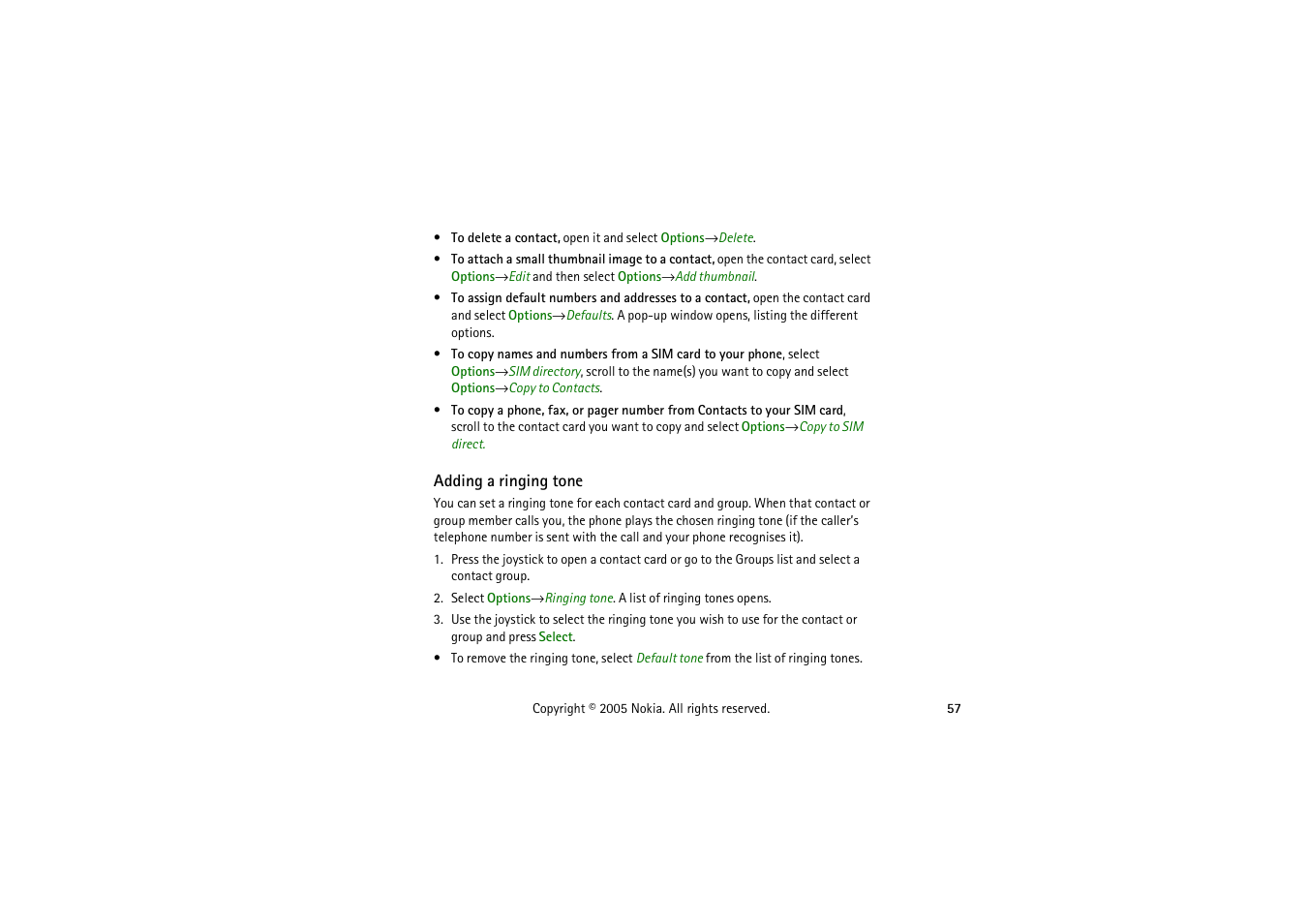 Adding a ringing tone | Nokia 3230 User Manual | Page 57 / 210