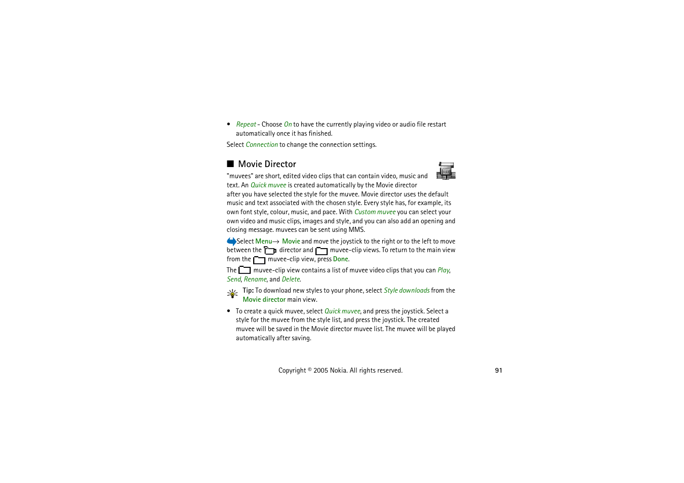 Movie director | Nokia 3230 User Manual | Page 91 / 210