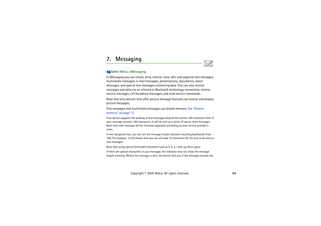 Messaging, See “messaging” on | Nokia 3230 User Manual | Page 94 / 210