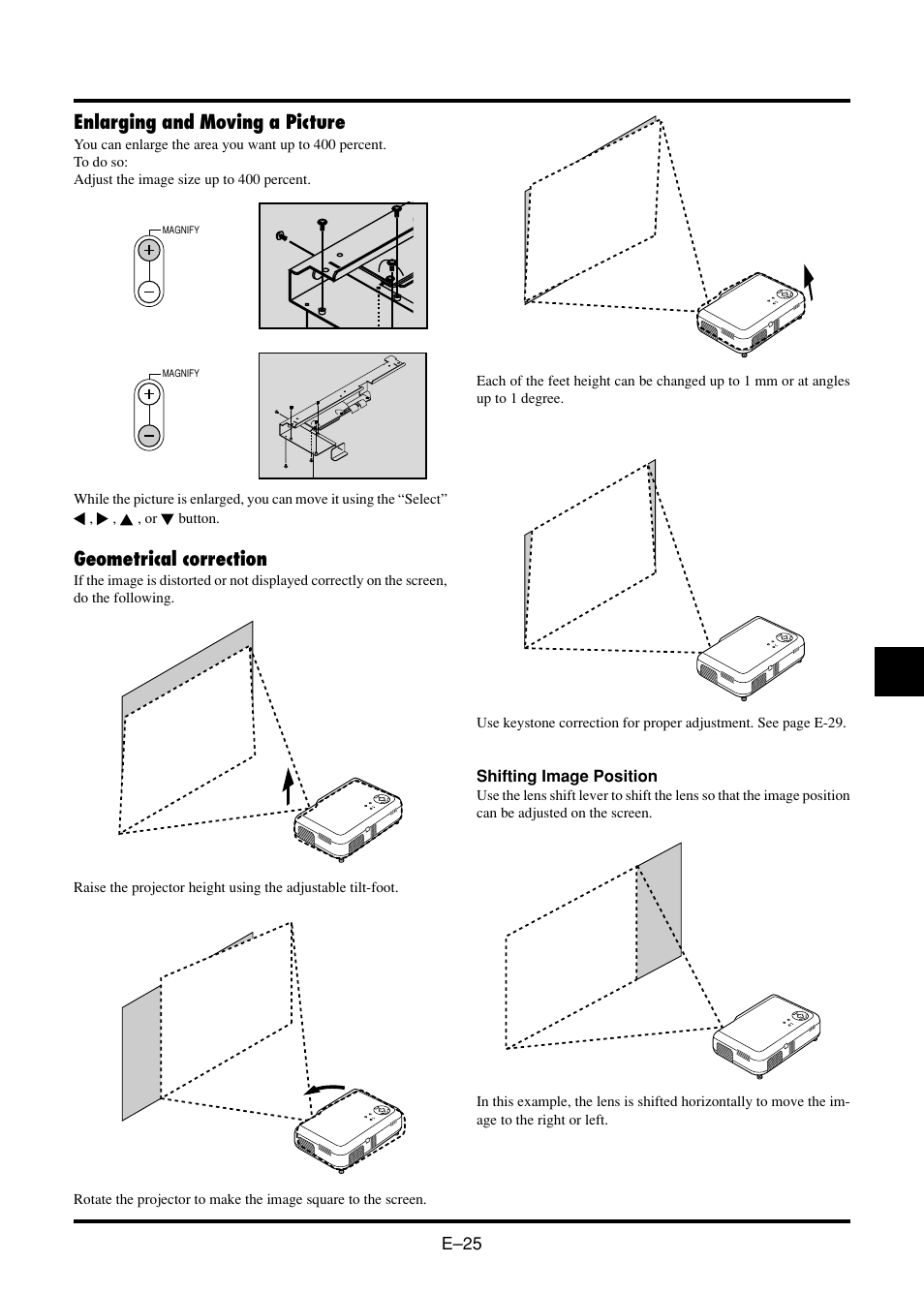 Enlarging and moving a picture, Geometrical correction | Nokia VT45K User Manual | Page 27 / 45