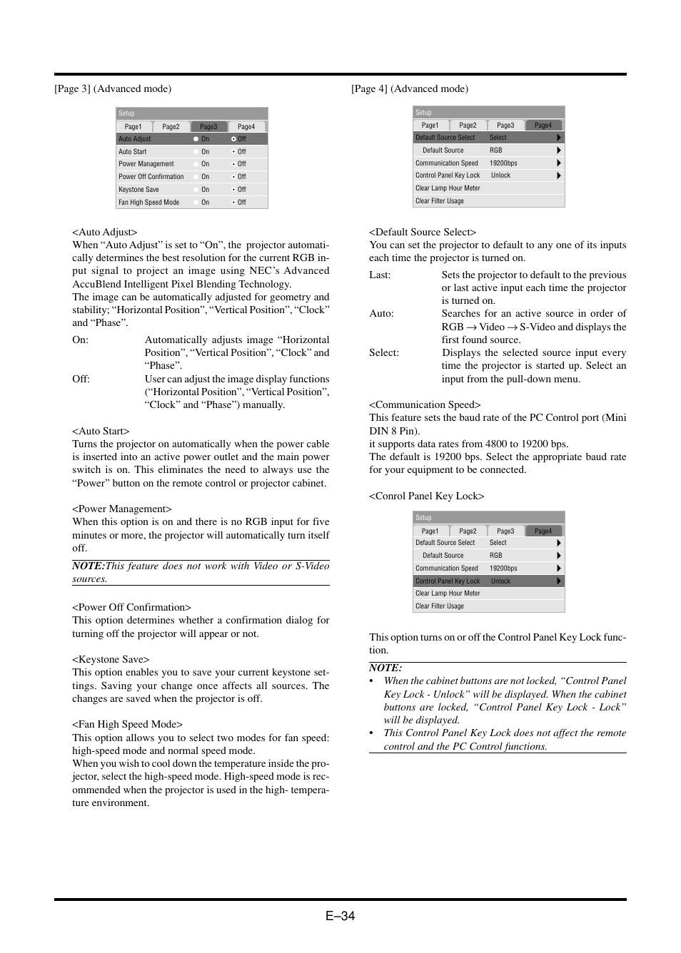 E–34, Page 4] (advanced mode), Page 3] (advanced mode) | Nokia VT45K User Manual | Page 36 / 45